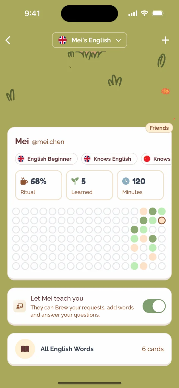 Let a friend teach you from their profile